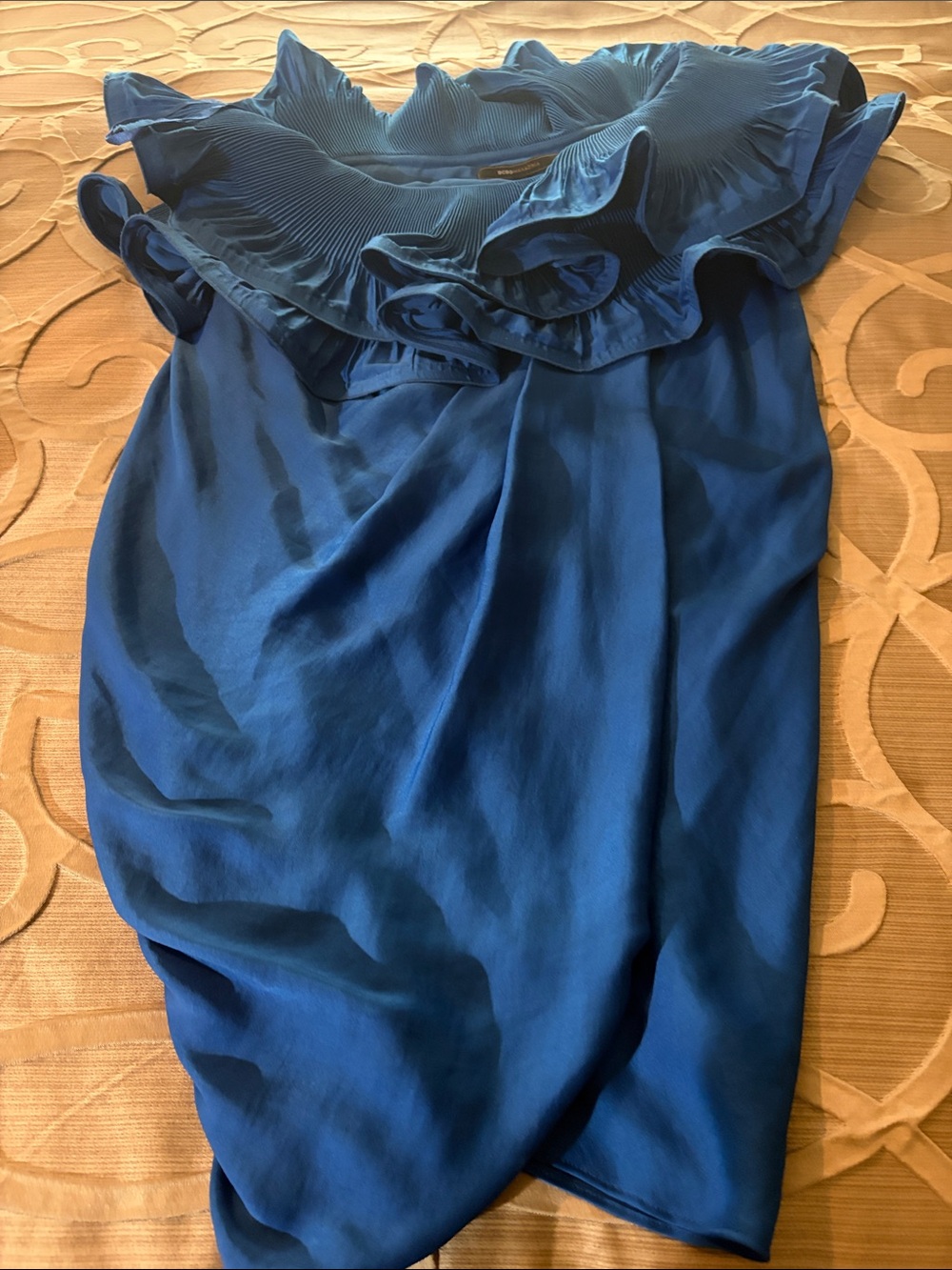 BCBGMaxAzria Royal Blue One-Shoulder Ruffle Dress